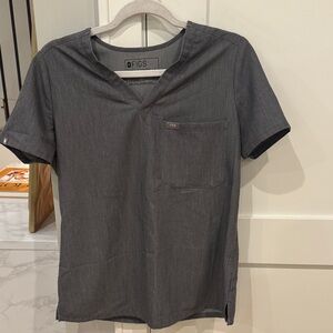 Figs Womens Charcoal Short Sleeve V-Neck Scrub Top